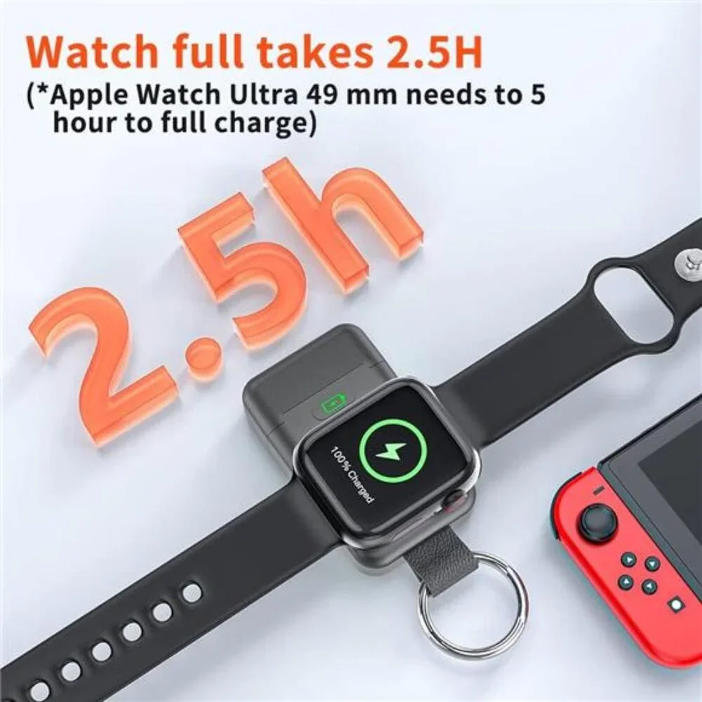Portable Wireless Charger for Apple Watch, iWatch Charger 1400mAh Smart Keychain